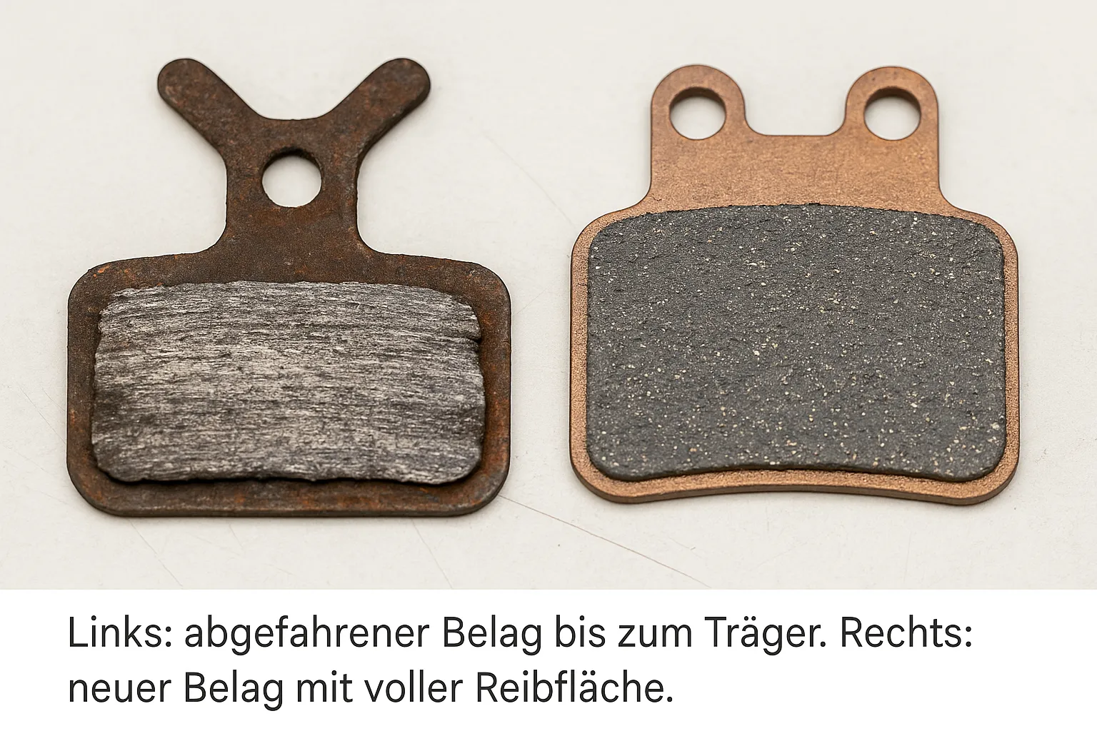 Vergleich: abgenutzte vs. neue Bremsbeläge