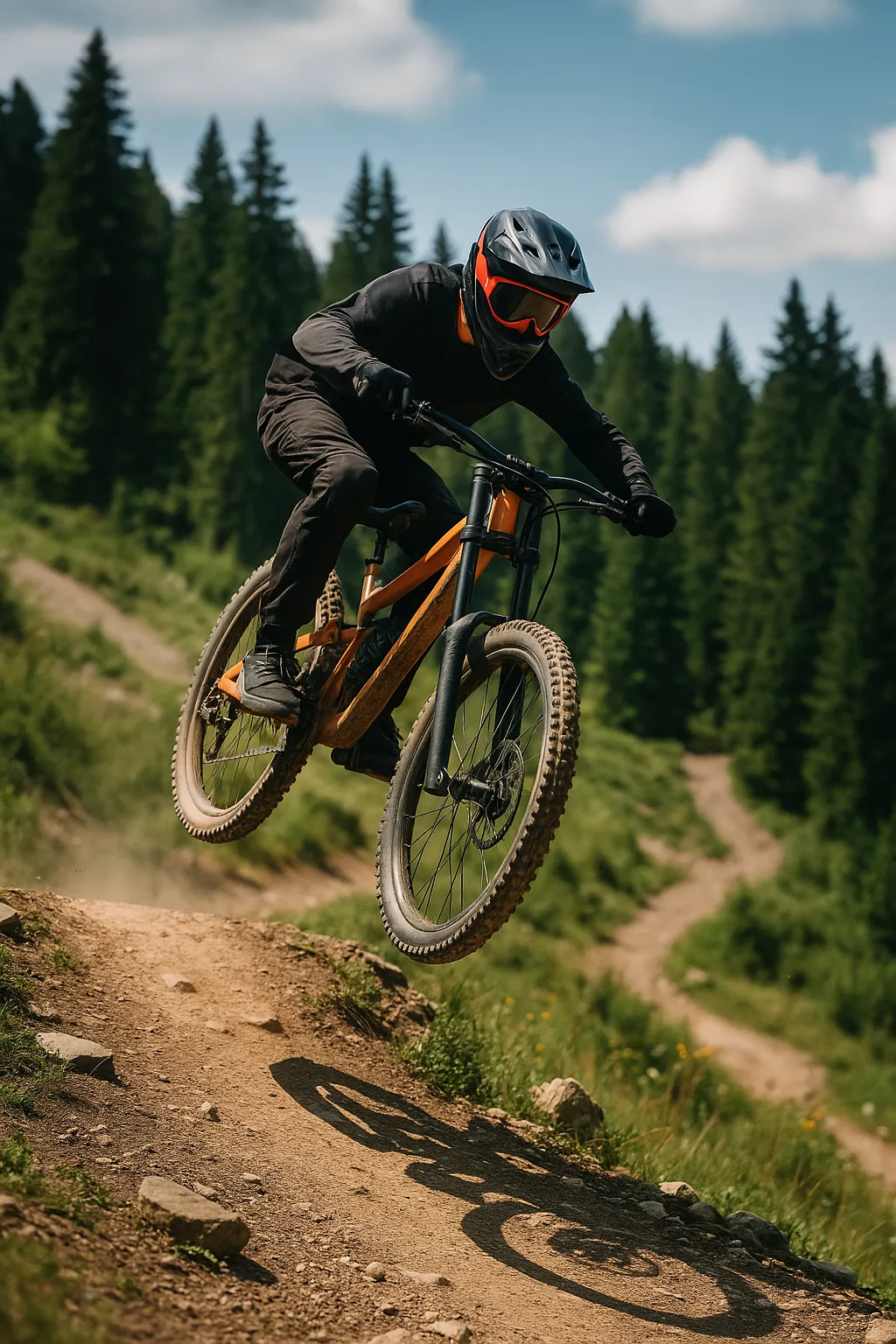 Downhill-Biker in der Luft – Adrenalin pur beim Sprung