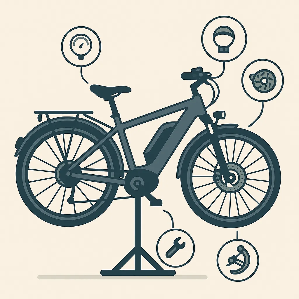 E-Bike Wartung mit Icons