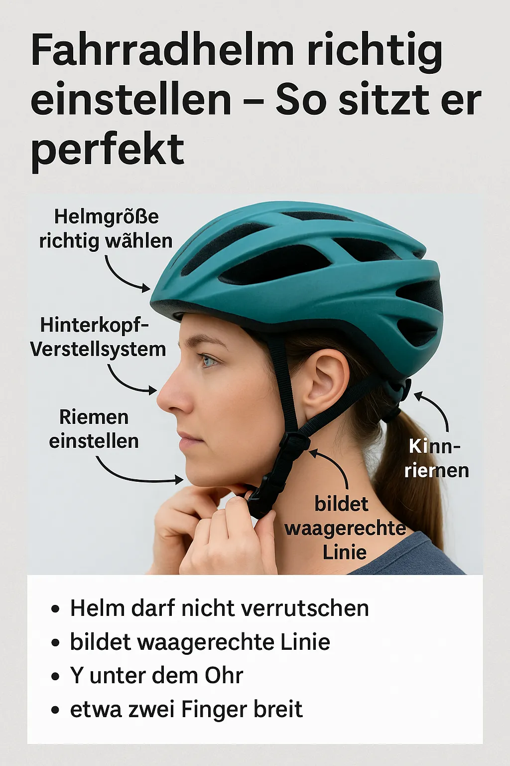 Fahrradhelm richtig einstellen mit Markierungen
