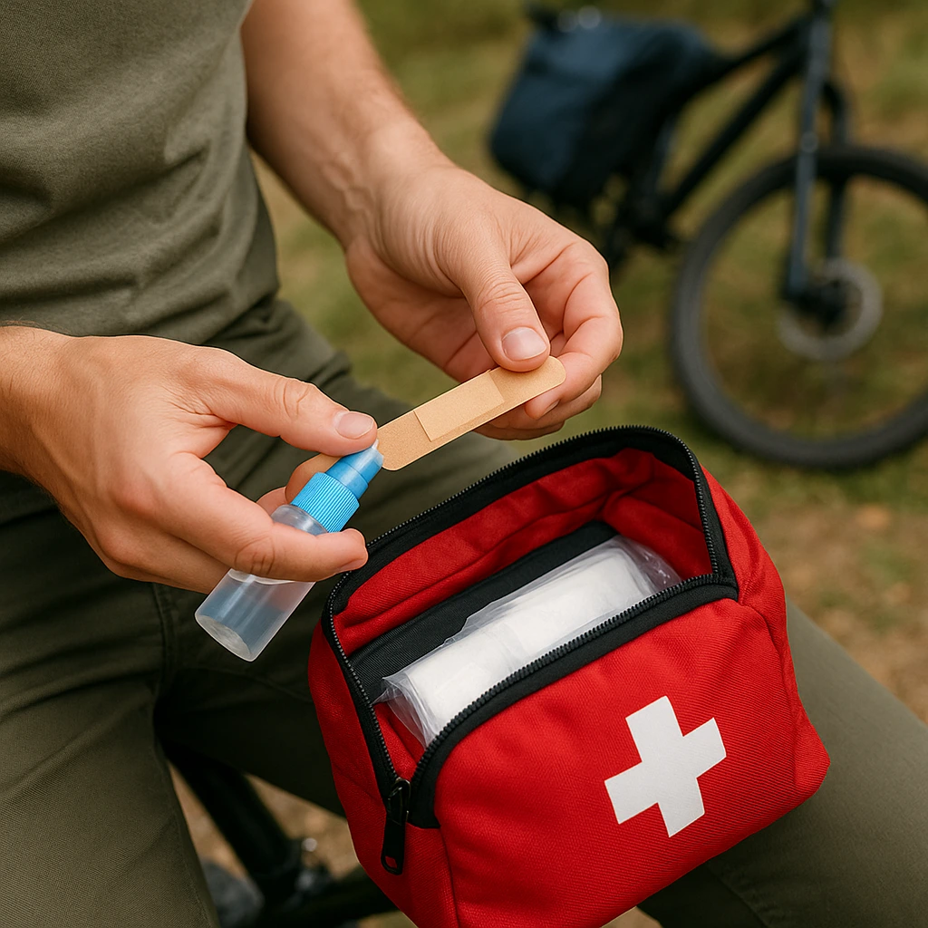 Inhalt einer Erste-Hilfe-Tasche für Radtouren