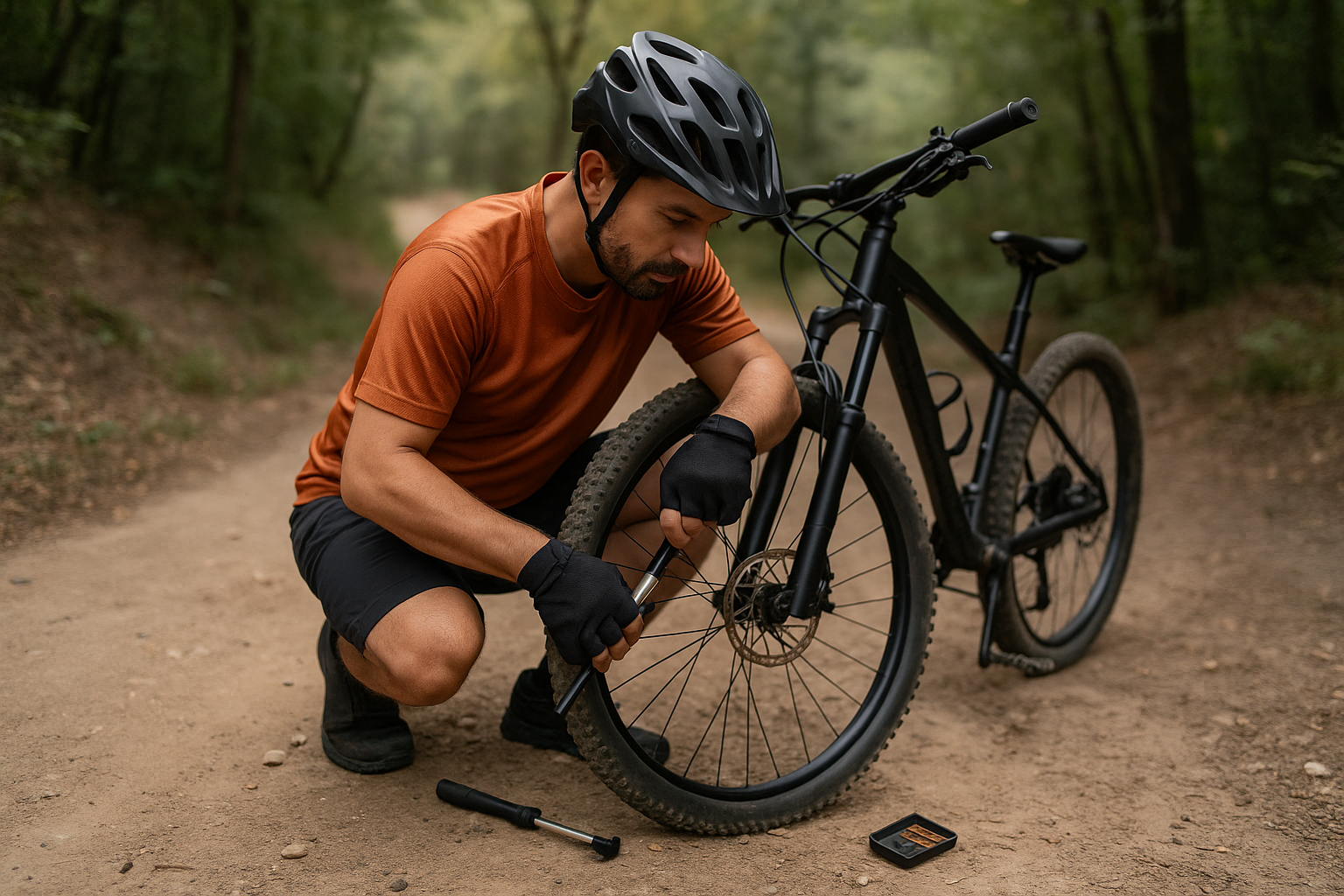 Unterwegs: Mini-Pumpe und kleines Flickset am Trail