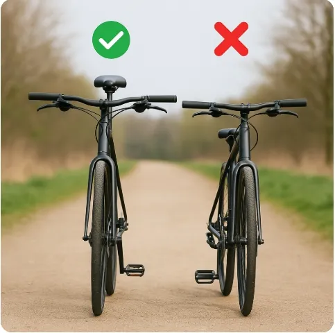 Vergleich: Fahrrad mit richtiger und falscher Sattelhöhe